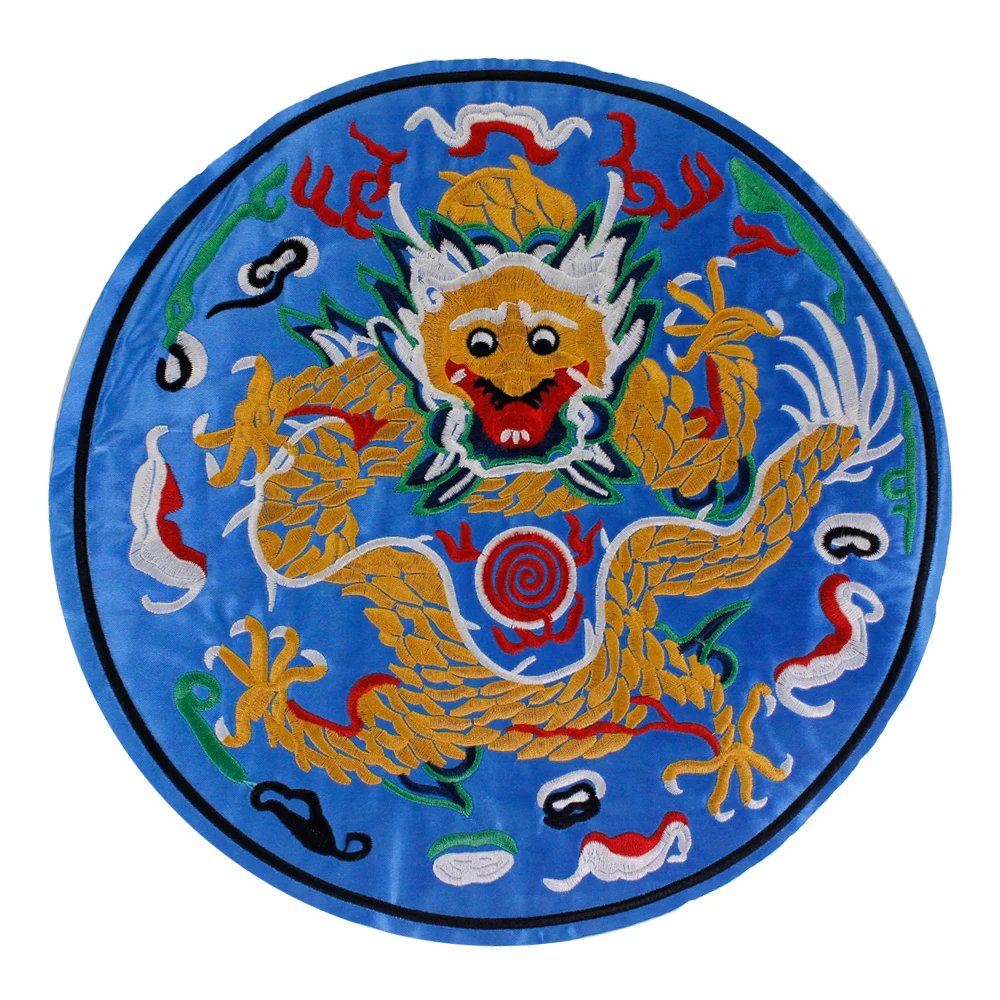 Large Chinese Style Dragon Embroidered Patch Peking Opera Figure Mask Dancing Lion Badge Applique Clothes Decor Sewing Accessory