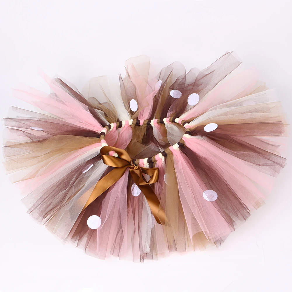 คริสต์มาสเครื่องแต่งกายเด็ก Reindeer Tulle กระโปรง Fluffy สีน้ำตาลกวางสาวกระโปรง Tutu สำหรับ Halloween Carnival เด็กชุด1-14ปี