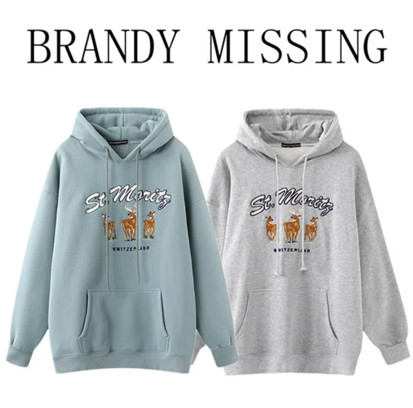 Oversized Girls Soft Cotton Hoodies 2022 Spring-autumn Fashion Ladies Fleece Pullovers Casual Women Vintage Embroidery Outerwear