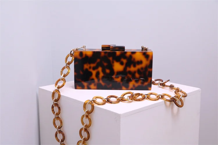 【Wonder Lamar】Fashion Vintage Hawksbill Turtle Color Acrylic Box Clutch Bag For Evening