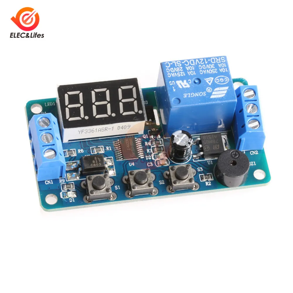 DC 12V Kỹ Thuật Số Thời Gian Trễ Tiếp Còi Mô Đun 3 Nút Hẹn Giờ Relay Thời Gian Điều Khiển Kích Hoạt Thời Gian Ban Tự Động Hóa xe Ô Tô