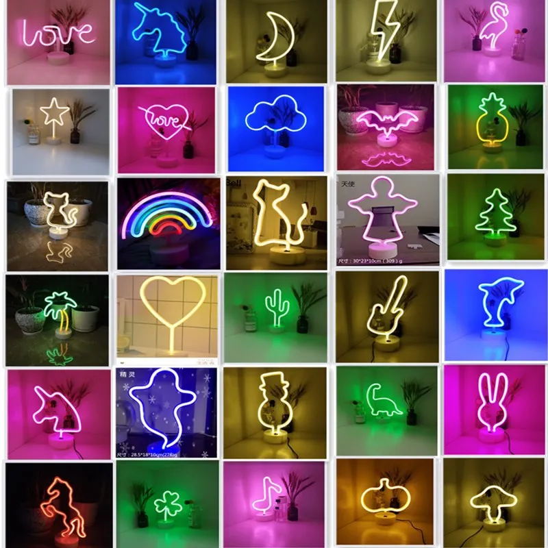 

Animal Acrylic USB Led Neon Night Light Colorful Neon Sign Sign Lamp With base Home Party Holiday Wedding Decoration Xmas Gift