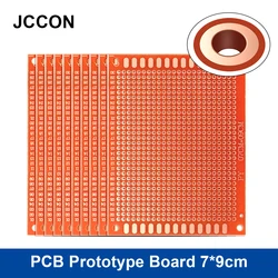 Placa de prototipo PCB, placa de soldadura de agujero continuo de una sola fila, placa de prototipo de circuito Universal DIY, 7x9 cm, 10 piezas