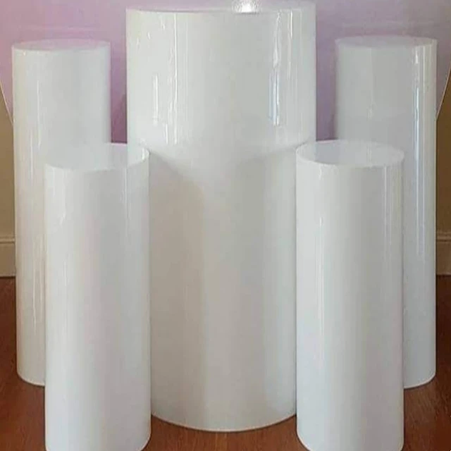 

5pcs/set)White Round Cake Dessert Display Pedestals white mental Plinths For Wedding Party yudao379