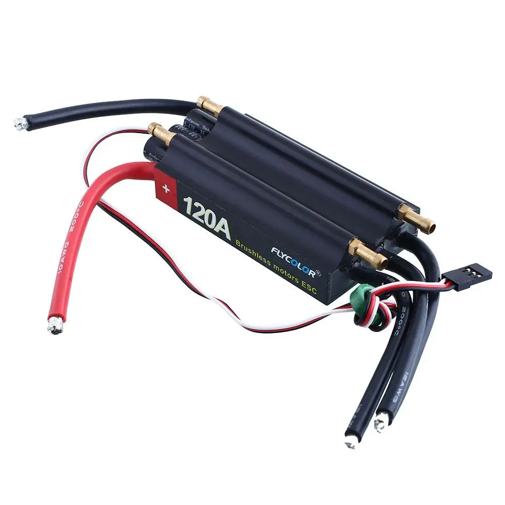 FlyColor 120A 2-6S Lipo Water cooling ESC with 5.5V/4A BEC Boat ESC Programmable Brushless Speed Controller ESC