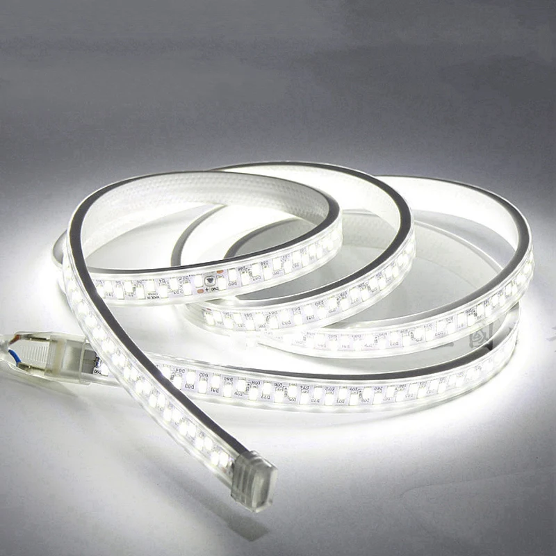 

100m/lot High Voltage LED Strip Light AC110V 220V SMD 5730 180leds/m Waterproof Double Row Flexible Lighting IP67 Power Plug