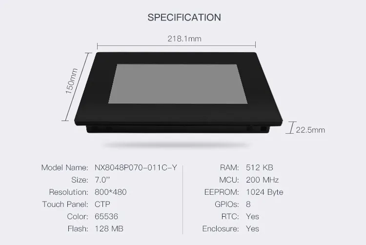 Imagem -06 - Nextion-série Inteligente Hmi Touch Display Capacitivo com Gabinete Nx8048p070011c-y 7.0