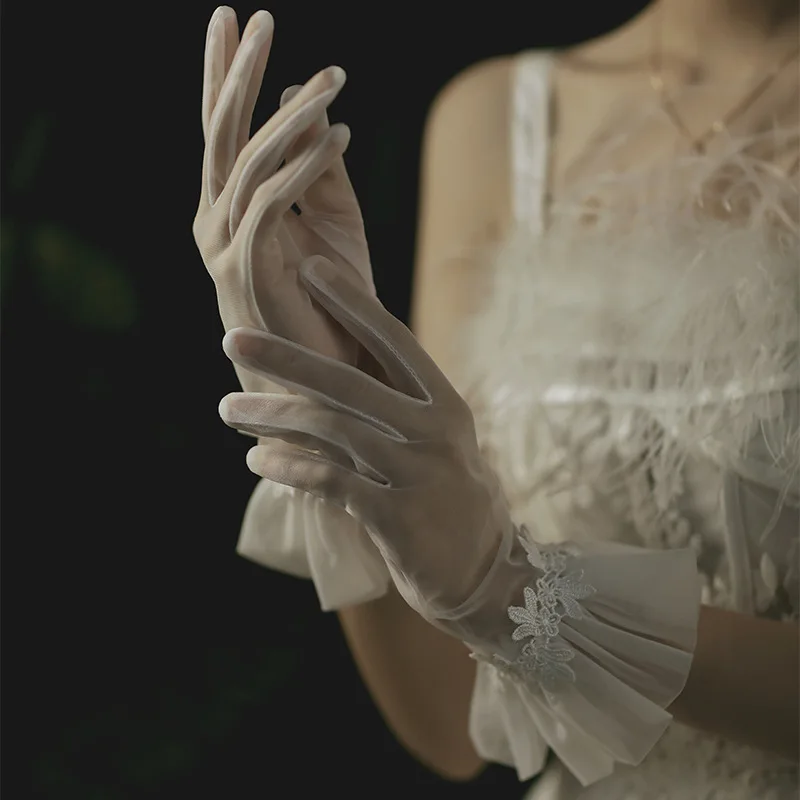 Nuovo arrivo guanti da sposa senza dita in maglia avorio guanti da sposa economici per sposa Gants de femmes guanti da sposa noiva