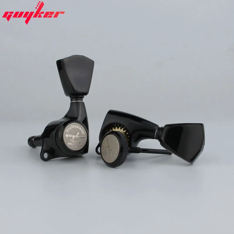 1 Set GUYKER Black tuners Gear ratio 1:21 Lock String Tuners for LP SG Electric Guitars Machine Heads Tuners Trapezium Button