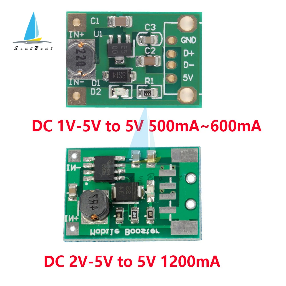 DC-DC Step Up Converter Booster Power Supply Module 1V/2V-5V to 5V 500mA 600mA 1200MA Voltage Regulator for Arduino