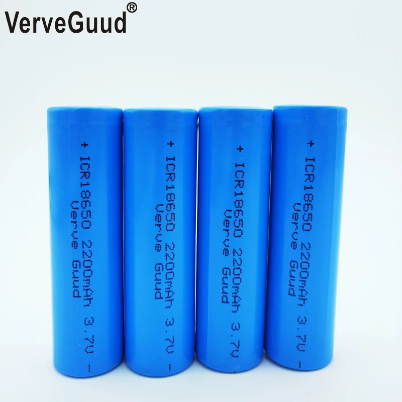 VerveGuud New Original Real Capacity ICR18650-22F 3.7 v 2200mAh 18650 Lithium Rechargeable Battery For Flashlight /Toy/Tool