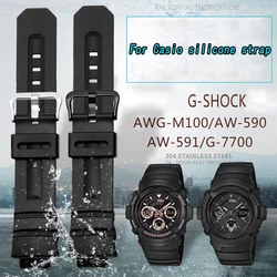 For Casio G-Shock AW-591/590/5230/282B AWG-M100/M101 G-7700/7710 bracelet Strap Rubber Wristwatch Accessories Silicone Watchband