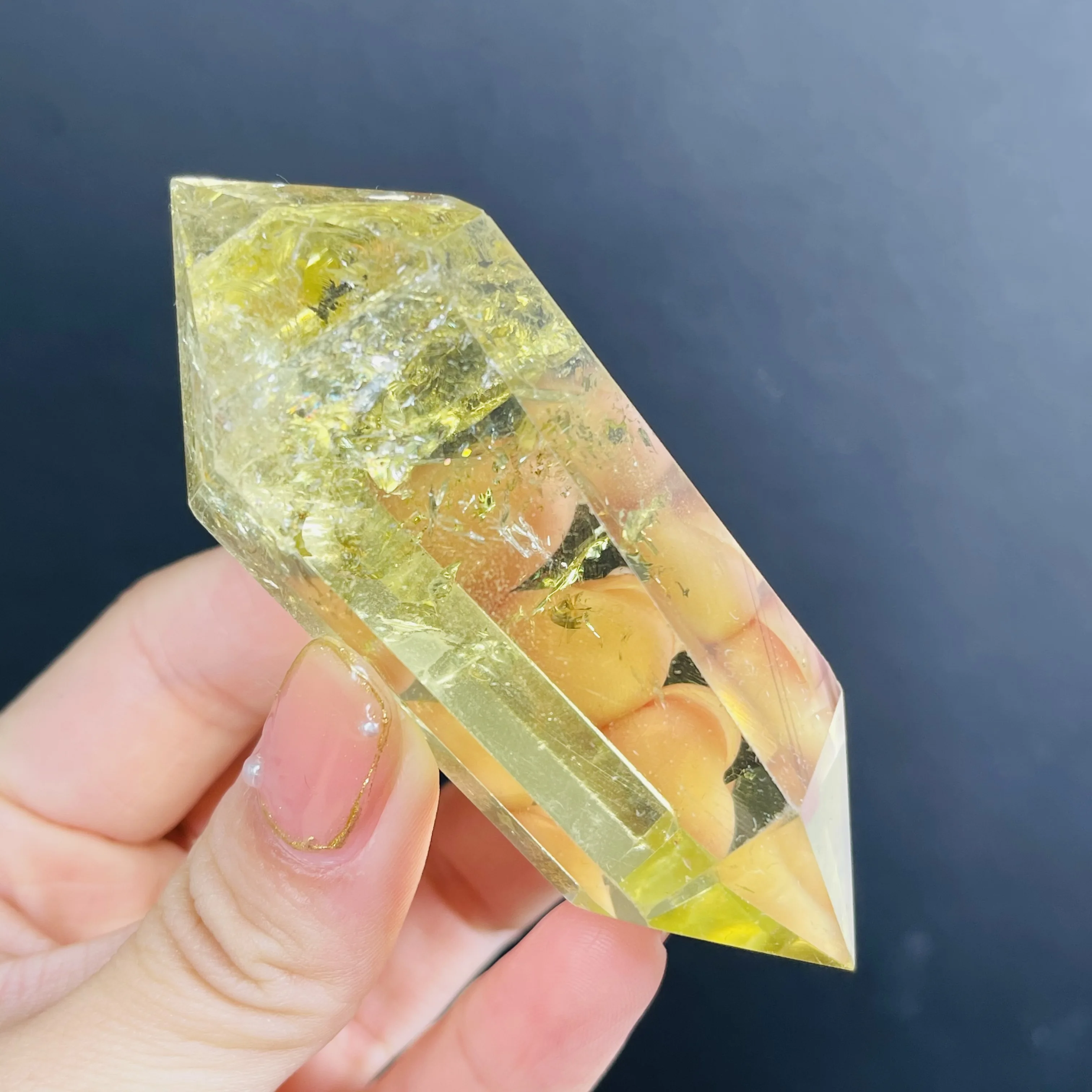 Natural Citrine Double Obelisk Quartz Crystal  Wand Healing Home Decor