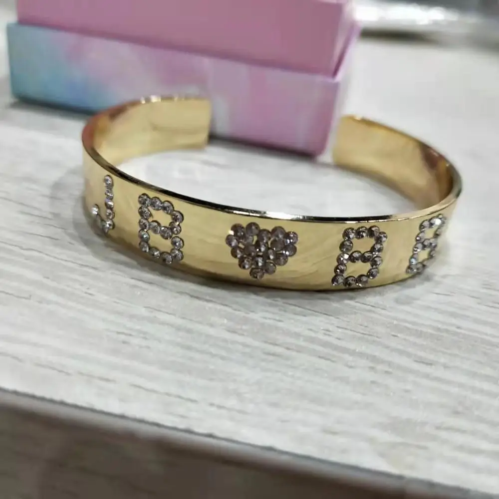 Personalized Name Bangle BraceletInitial Letter Bangle Name Cuff Bangle Custom Iced Out Bangle Birthday Gift for her(Adjustable)