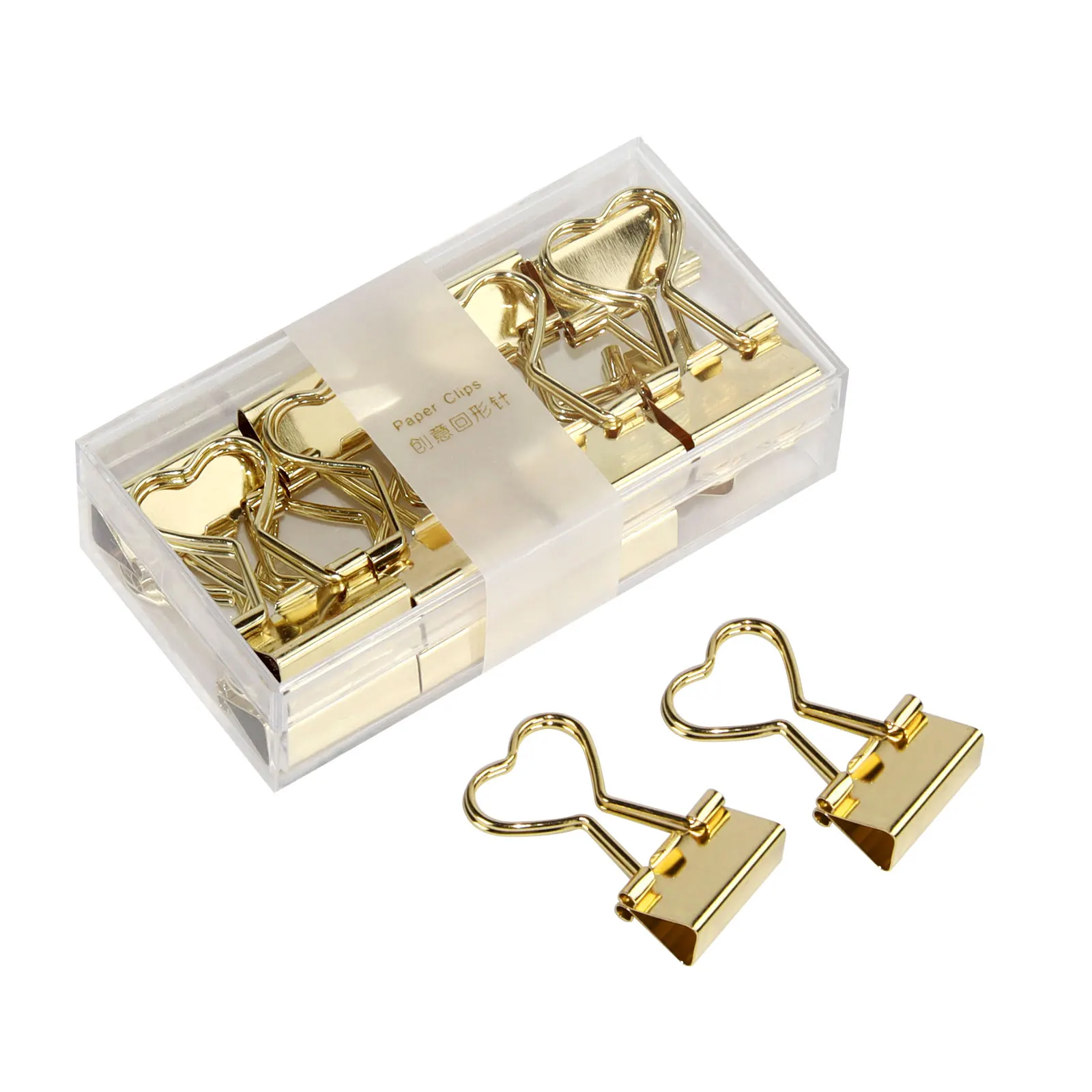 Office School Supplies Heart Shaped Paper Document Metal Clamp Artwork Decorative 19mm Rose Gold Binder Clips