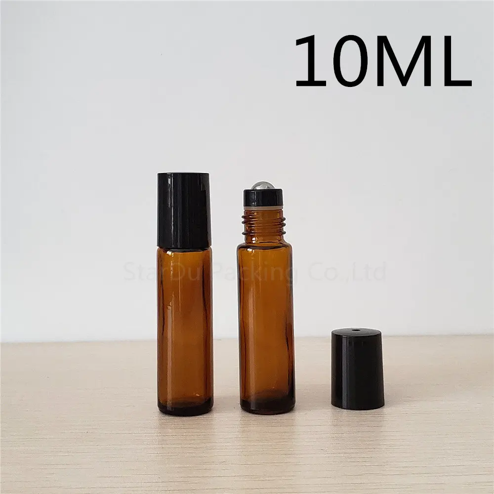 

10ml Amber Roll On bottle, 10cc Amber Essential Oil Rollon bottle, Small Glass Roller Container