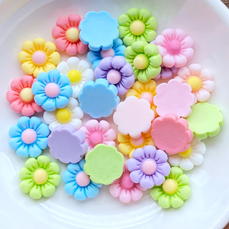 30Pcs New Cute 12.5mm Resin Mini Floret Flat Back Cabochon Scrapbook Kawaii DIY Embellishments Accessories Q22