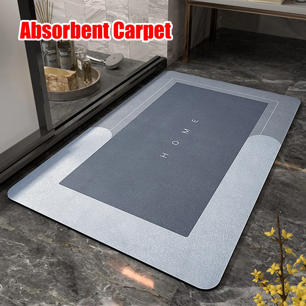 60x40cm Home Decor Super Absorbent Bath Mat Quick Drying Bathroom Carpet Non-slip Toilet Floor Mats Kitchen Oil-proof Mat