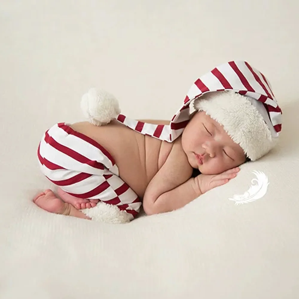 Newborn Photography Props Baby Romper Jumpsuit Christmas Hat Baby Photography Studio Shoots Prop Accessories