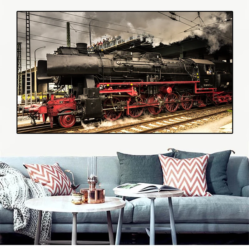 

Wall Art Picture Retro Locomotive Train Poster Picture Posters and Prints Wall Art Canvas Paintings Living Room Home Decorations