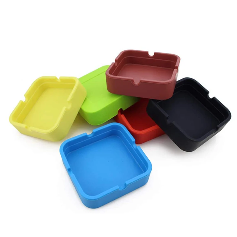 10pcs Silicone Ashtray Eco-Friendly Heat Resistant Square Cigar Ashtray Cigarette Container for Home Office