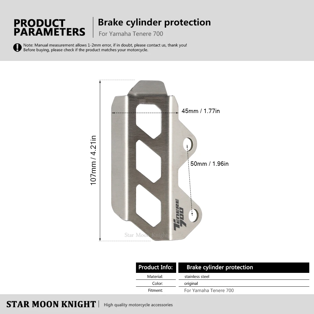 Couvercle de protection de levier de vitesse de moto pour YAMAHA Tenere 700, couvercle de cylindre de frein arrière, garde d'intervalles principaux