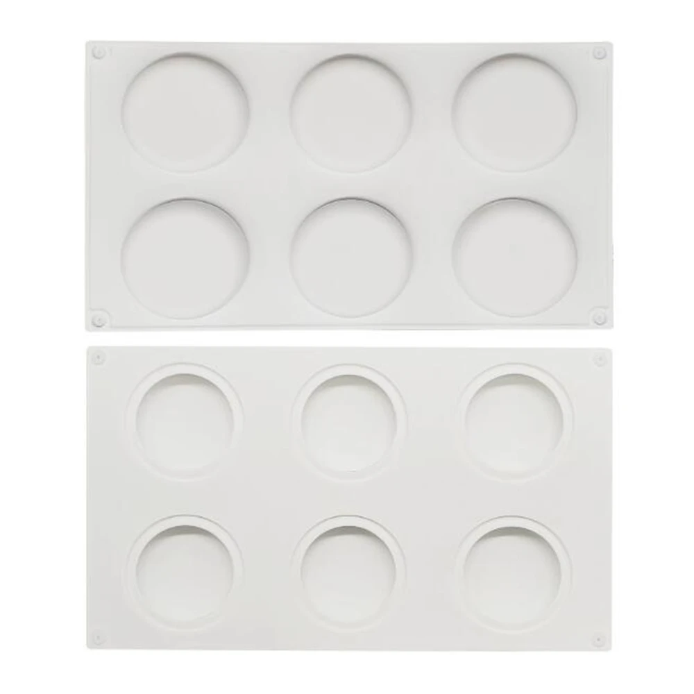 6 Holes Silicone Oblate Round Tart Cake Mold Decoration Dessert Mould For Christmas Baking Tartlet Mould Mousse Chocolate Pan