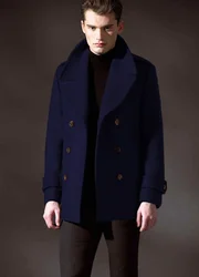 Men's woolen coat high-end show youth 2020 winter double-breasted large lapel short woolen coat