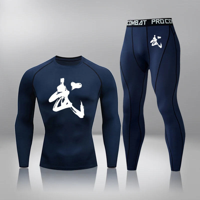 

Men's Thermal Underwear Set Long Sleeve T-shirt Fitness Leggings Base Compression Sports Suit Underwear Long Fitness Sportswear