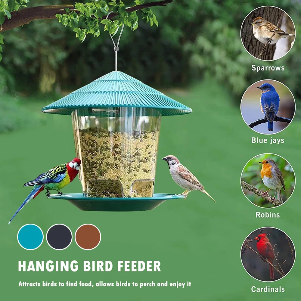 Hanging Bird Feeder Waterproof Wild Bird Feeder Outdoor Container With Hang Rope Feeding House Type Bird Feeder Aves Decor