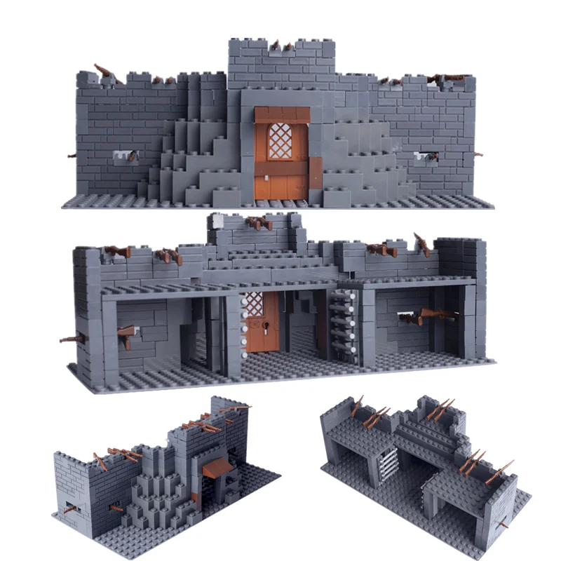 

MOC WW2 Military Fortress Building Blocks Figures Protective Wall Blockhouse with 98K Weapons Guns Bricks Kids Toy Set Gift D271