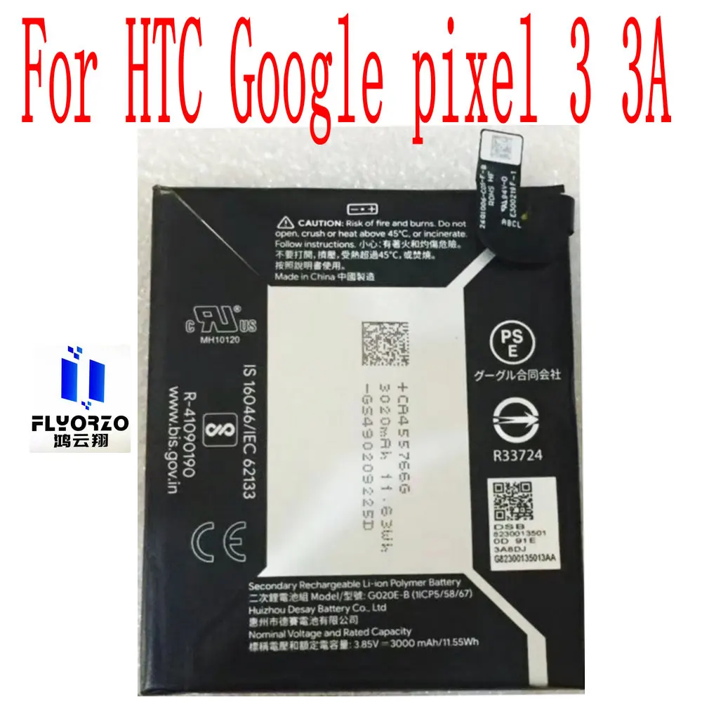 

Brand new high quality 3000mAh G020E-B Battery For HTC Google pixel 3 3A Mobile Phone