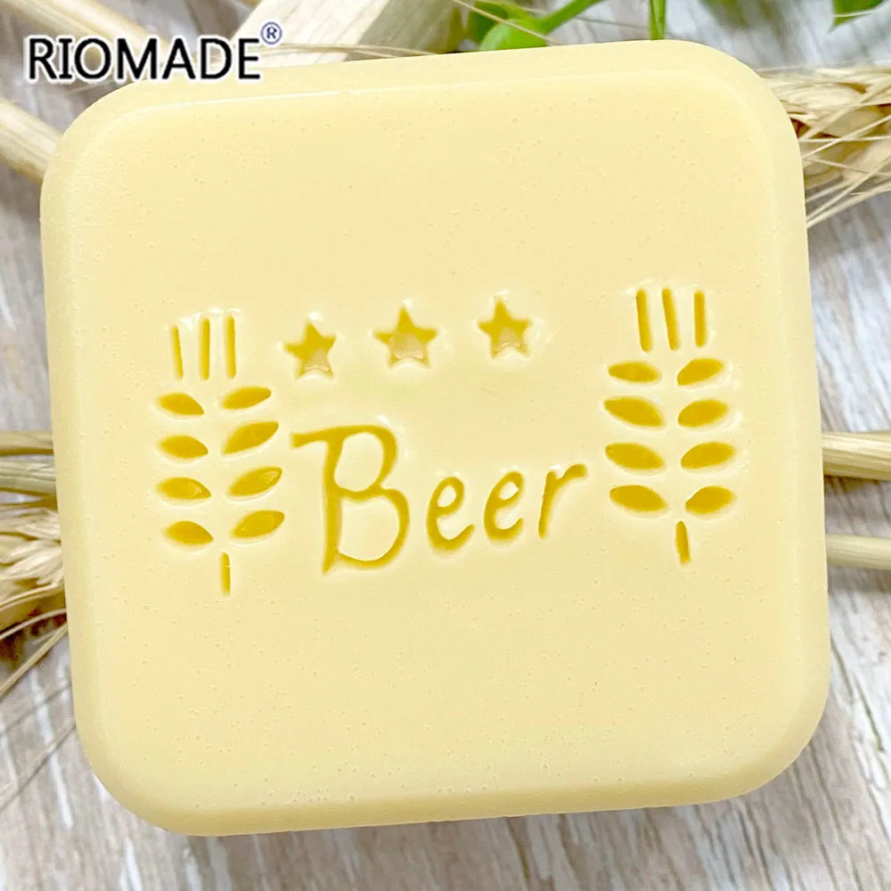 Beer Handmade Soap Stamp Wheat Pattern Clear DIY Natural Organic Acrylic Chapter Beer Cup Soap Making Seal With Handle Custom