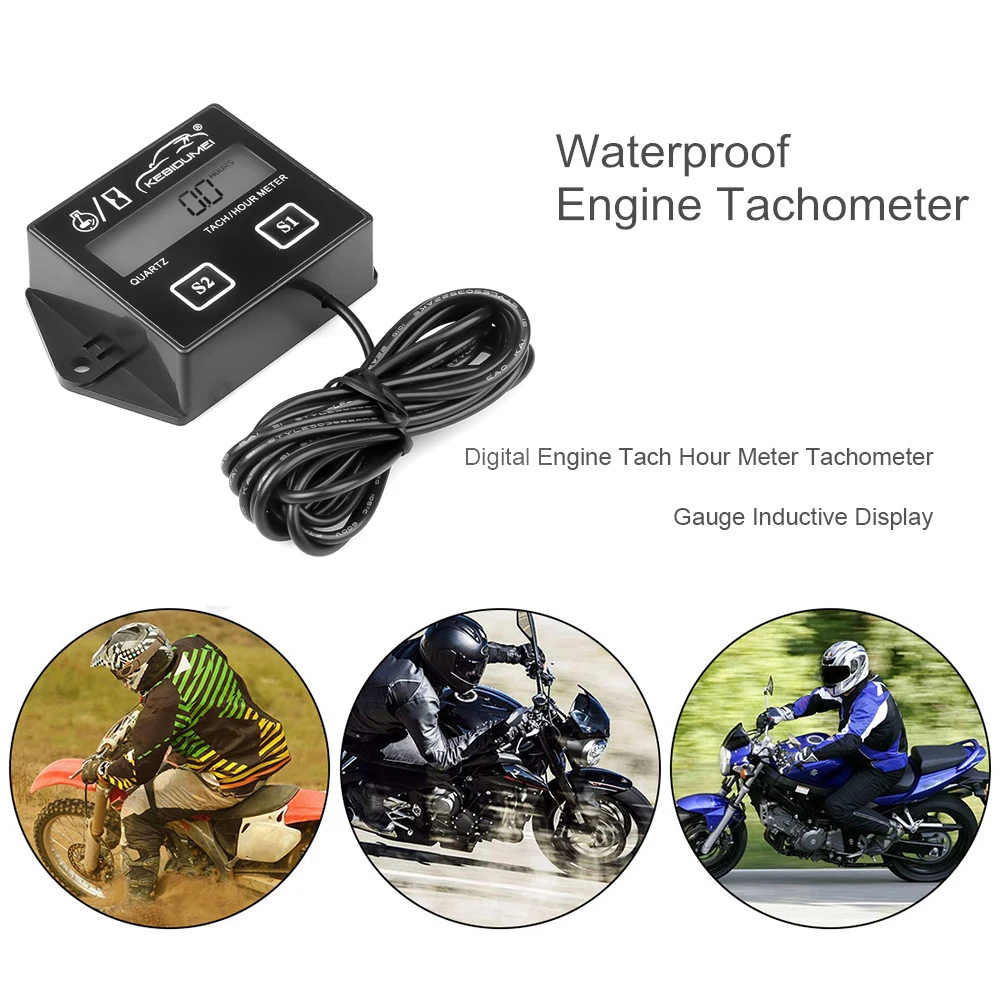 Digital Engine Tach Hour Meter Tachometer Gauge 2&4 Stroke Engine Spark Plugs Inductive Display Shipping From Russian Warehouse