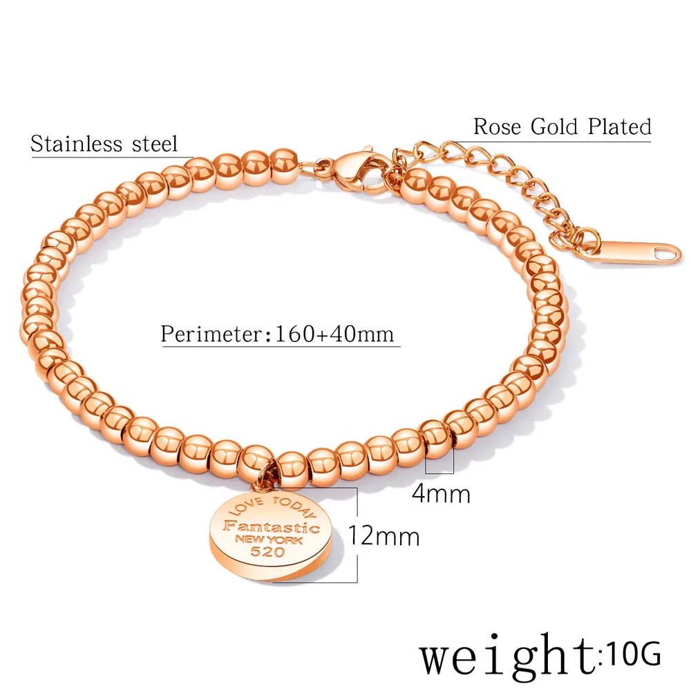 Fashion Beaded Bracelets Stainless Steel Forever Love  Charm Bracelet for Women Girl Jewelry Gift