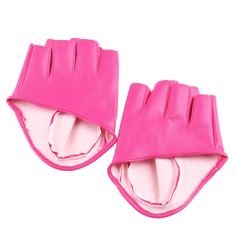 New Women Stage Performance Nightclub Queen Pole Dance Half Finger Leather Gloves Sexy Female Punk Hip Hop Personality