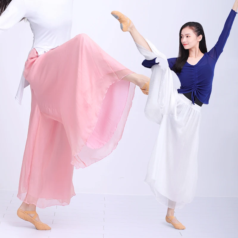 Fitness Yoga Pants Woman Loose Yoga Pants Wide Leg Pants Flowy Chiffon Palazzo Pants Dance Yoga Pants Elastic Pants Black