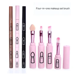 4 in 1 Professional Tool Portable Retractable Makeup Brush For Lip Eyeliner Eye Shadow Brush Travel Outdoor Plastic Handle