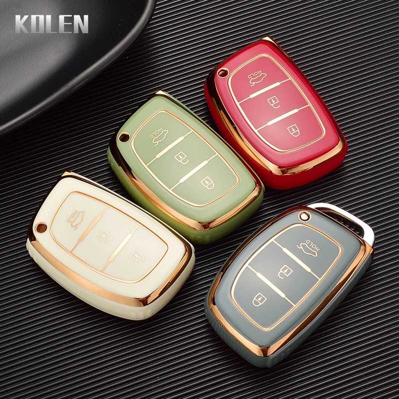 Plating TPU Car Key Case Shell Cover Fob For Hyundai Tucson Sonata Santa Fe Elantra Accent Solaris Verna ix25 ix35 i20 i30 i40