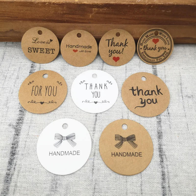 

100PCS Kraft Paper Gift Tags Thank You Paper Labels For Price DIY Crafts Clothing Garment Tags Wedding Decoration Hemp String