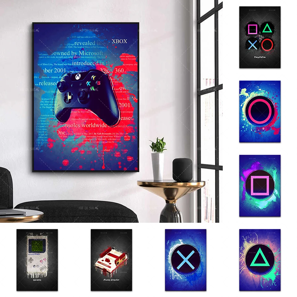 Nintendo Switch Gaming Minimalist Art Canvas Poster Painting Boys Room Decorative  Pictures Frame Gifts For Family Or Friends