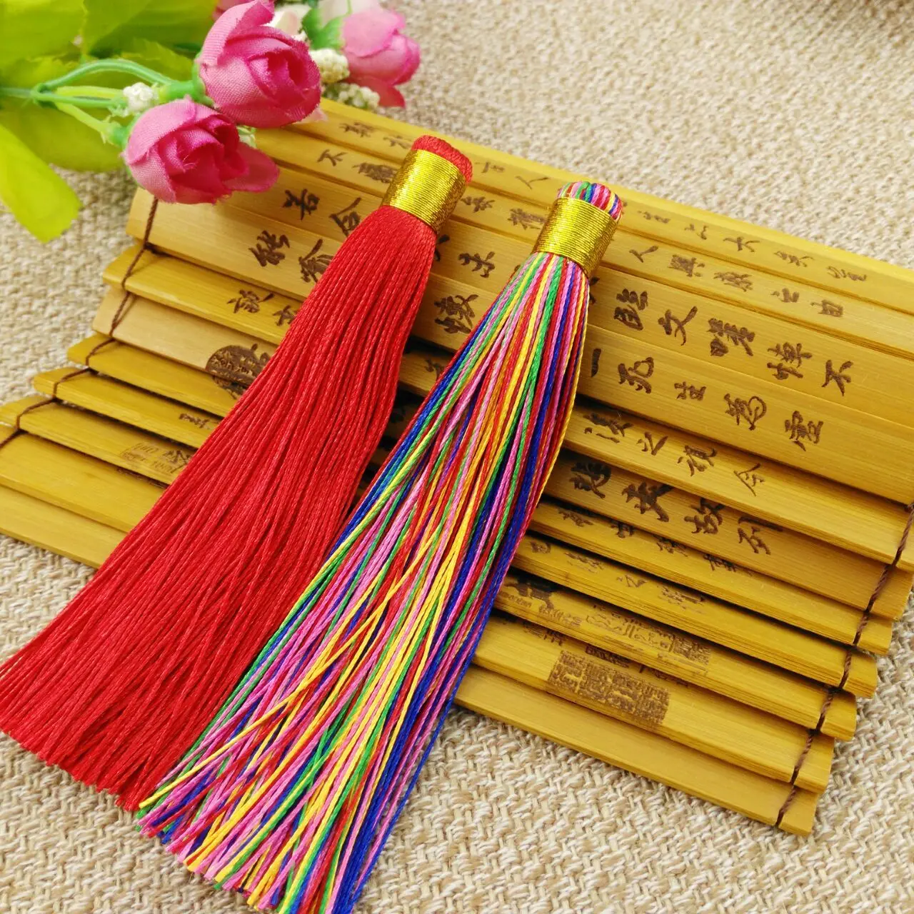 12CM Bangjin Line Colored Spike Pure Hand-made Direct Current Delicate Five-color Chinese Knot Suspension