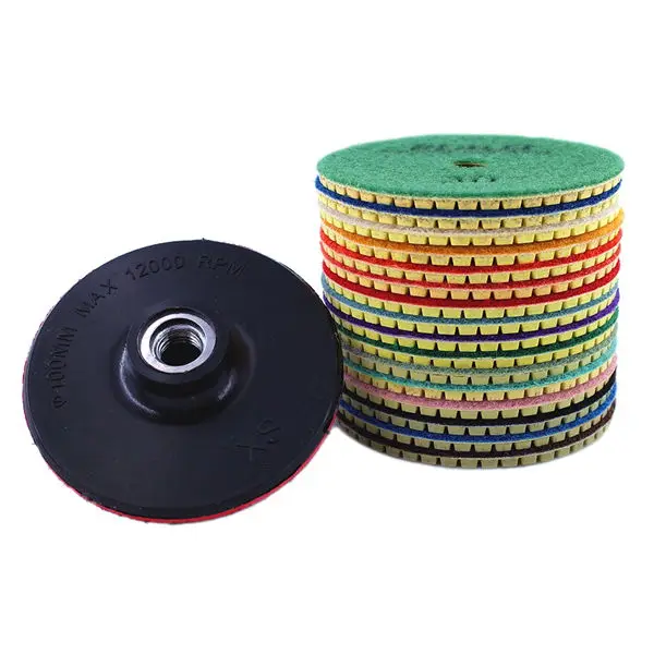 RIJILEI 16 STKS 4 Inch Steen Polijsten Pad Kit 100mm Droog/Nat Polijsten Pads Voor Graniet Marmer Beton vloer Slijpschijven