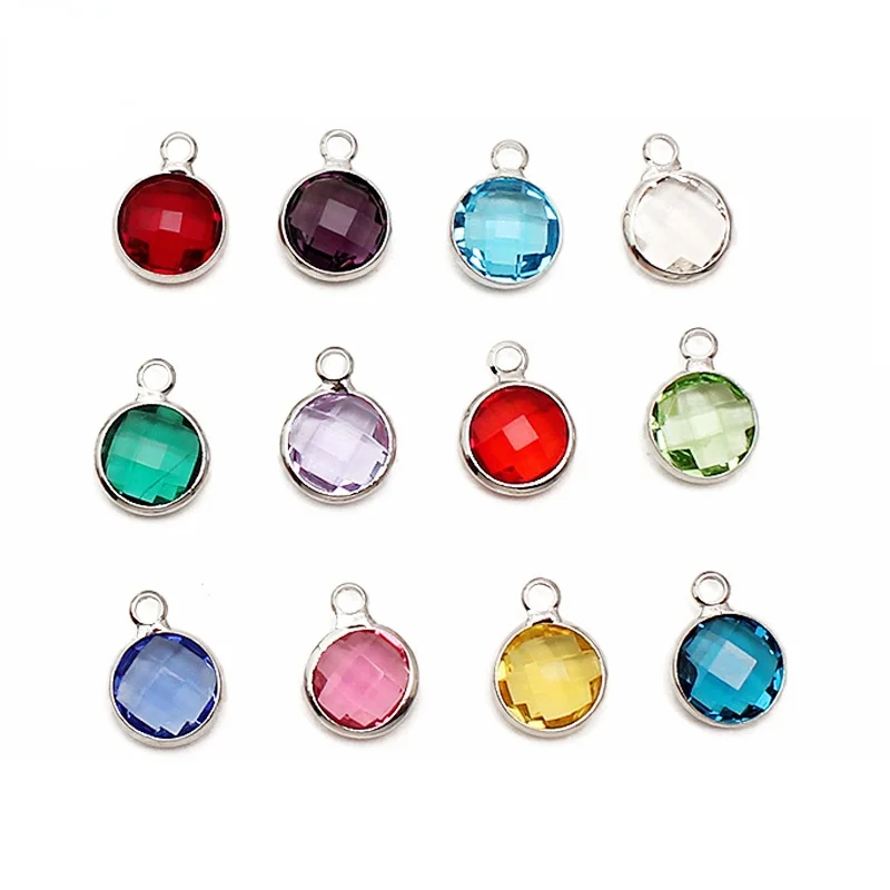 12 Month Colorful Birthstone Crystal Pendant Lucky Stone Pendant Base Jewelry Findings Beads for Jewelry Making  Wholesale