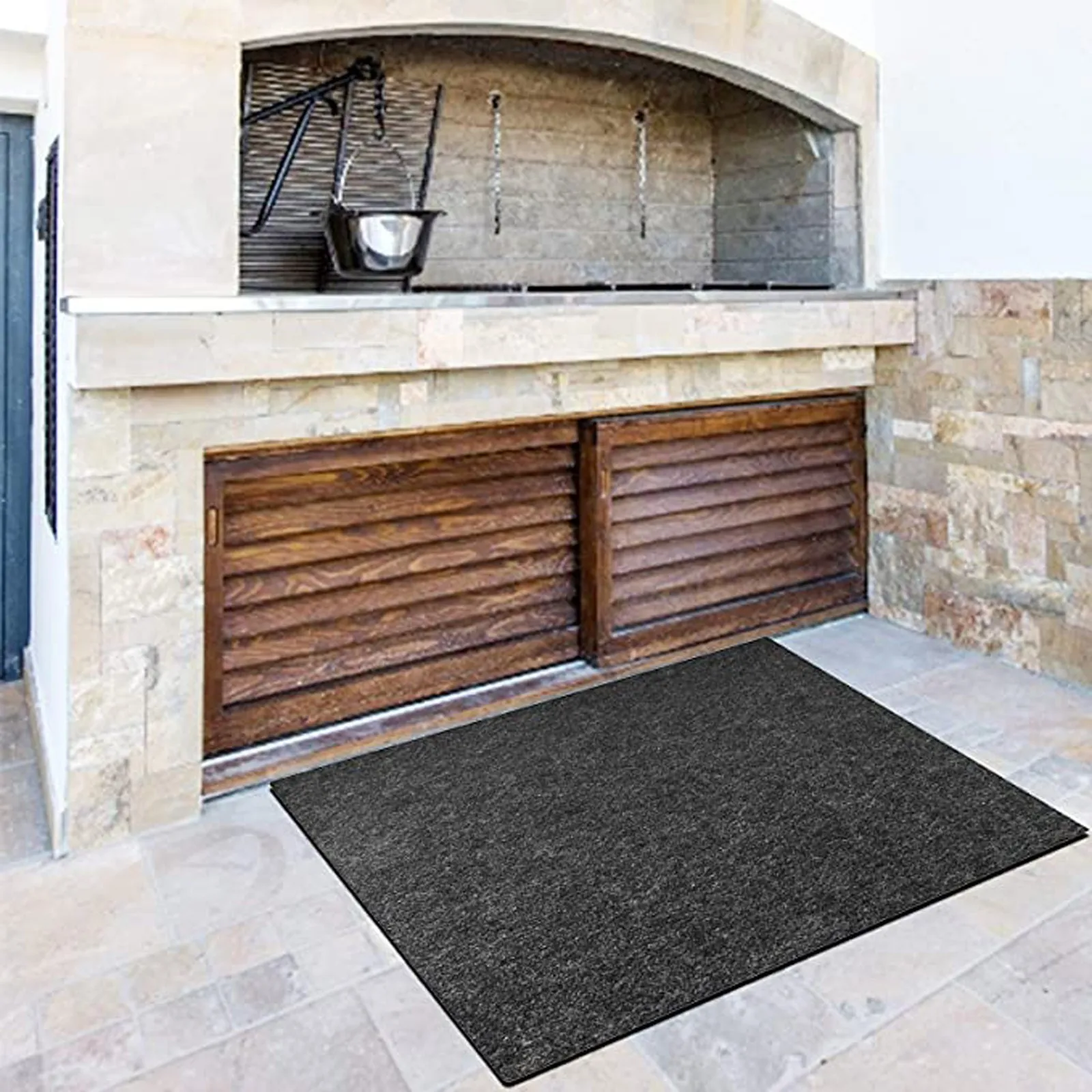 Fireproof Fireplace Hearth Rug Black Floor Mat Non Slip Protection Rugs Flame Resistant Pad Corridor Rug Front Door Entry Mats