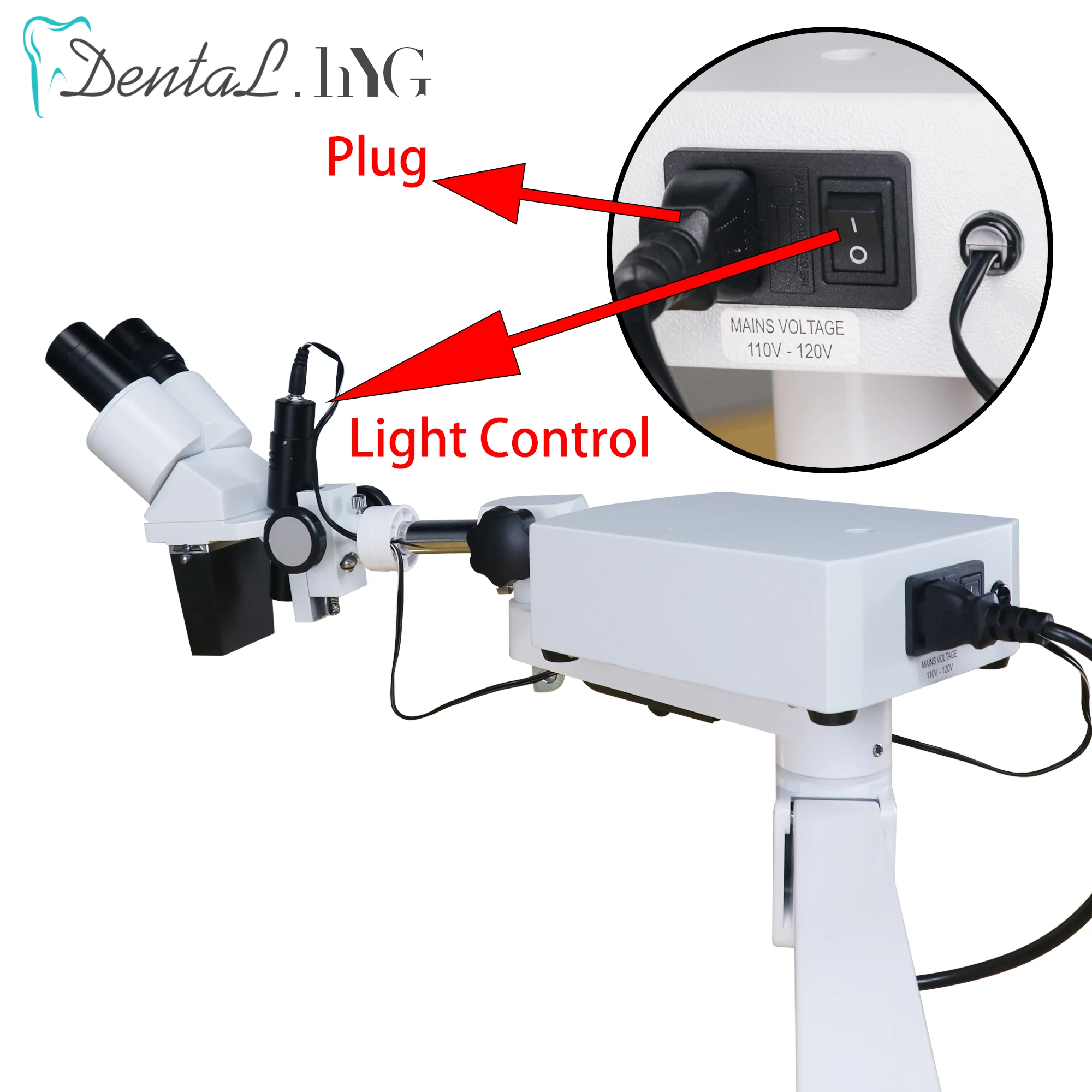 20X powiększ Dental mikroskop obuoczny 5watt LED obrotowy dla dentystów narzędzia do protez sprzęt do laboratorium dentystycznego mikroskop światło punktowe