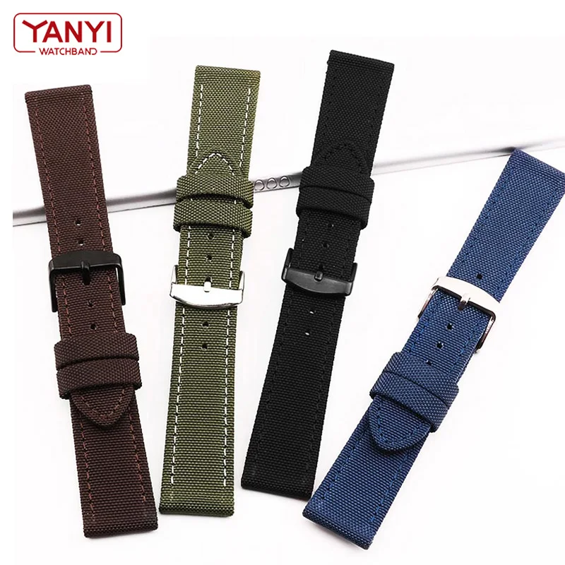 Nylon watchband for I-WC Seiko SKX007 SKX009 wristband Canvas Durable Sport Padded Watch Strap comfortable Leather Lining Band