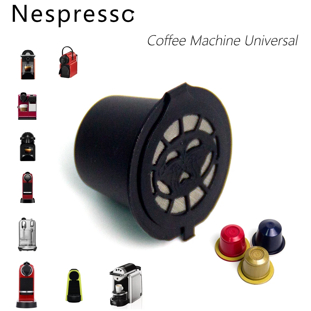 1Pcs Fit For Nespresso Coffee Filter Cup Reusable Coffee Capsule Filters With Spoon And Brush Kitchen Accessories