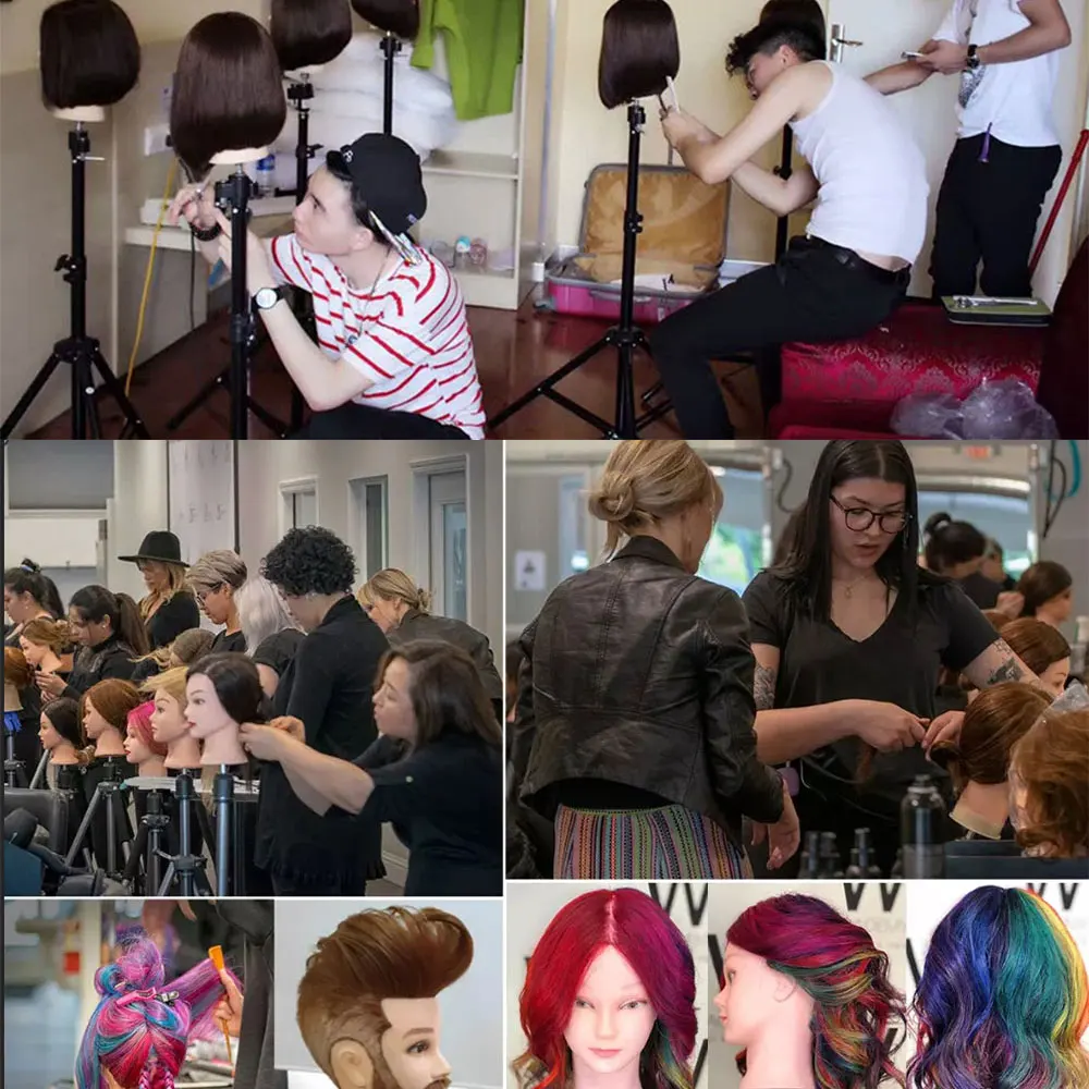 رأس عارضة أزياء مع شعر للتضفير ، للتدريب على قص الشعر ، 100% شعر بشري حقيقي ، صالون تصفيف الشعر