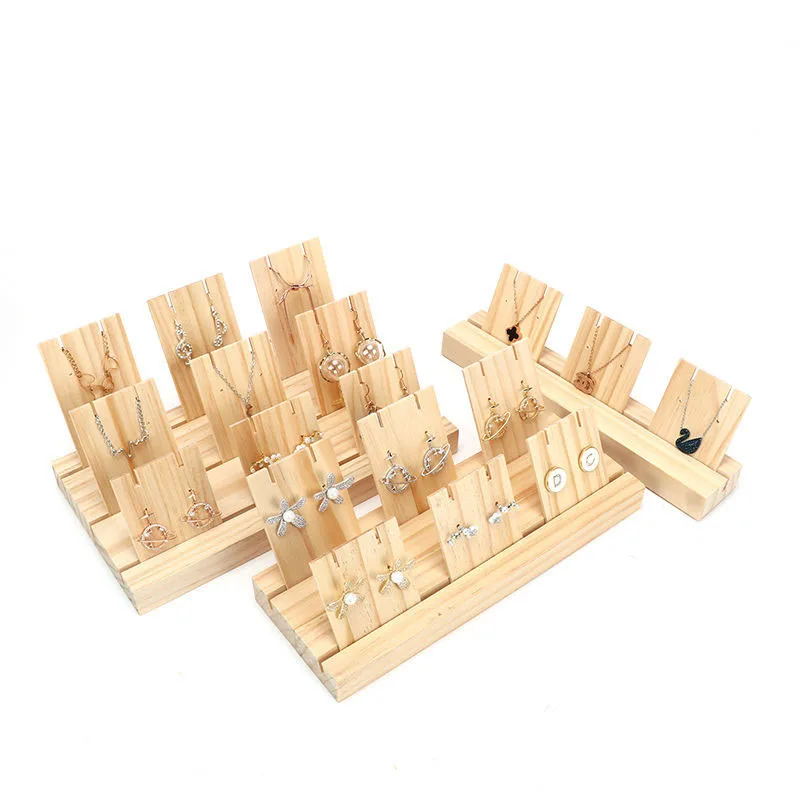 Wood Earrings Jewelry Hanger Organizer Holder Jewelry Rack Hanger Storage Display Stand Holes Wooden Base for Home Shop Decor